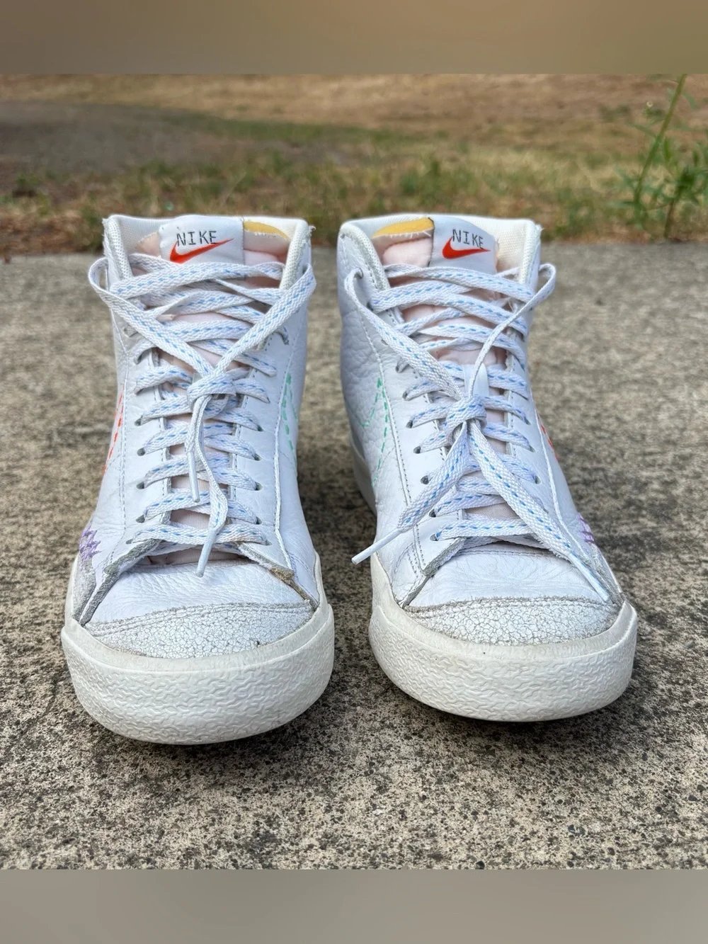 Nike Blazer Mid 77 Vintage Nike 101 White Multi Stitch Sneakers 8.5